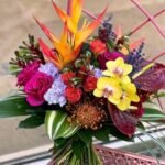 tropical flower arrangement for wedding