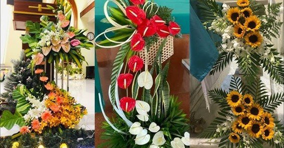 tropical flower arrangements for church