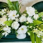 white tropical flower arrangements